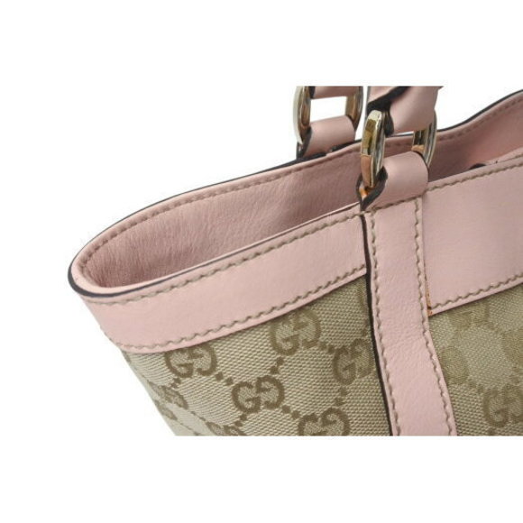 Gucci Pink Beige GG Handbag Canvas - Picture 7 of 9